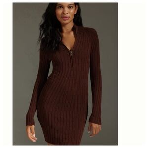 NWT Anthropologie Pilcro Quarter-Zip Sweater Bodycon Dress, size L